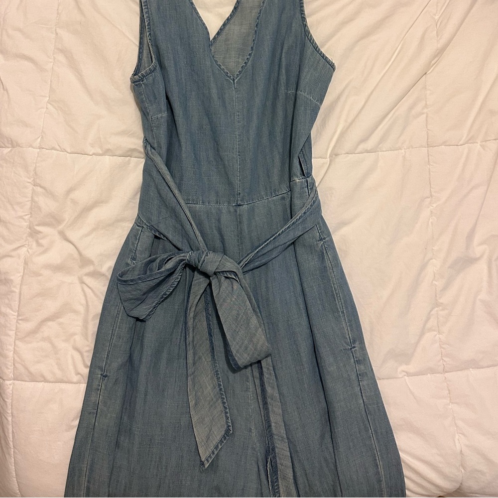 J Crew Denim Romper w/ tied waist